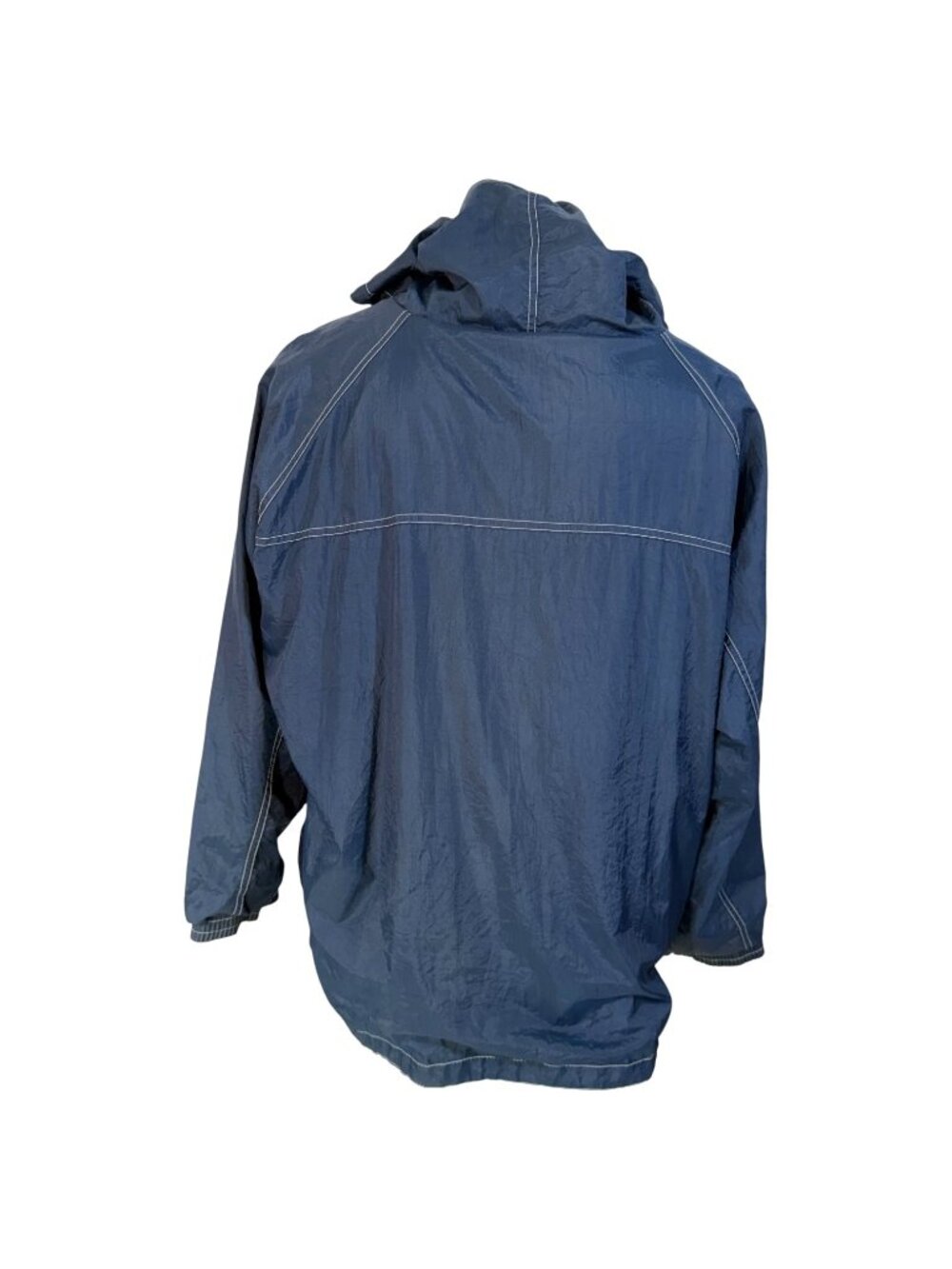 VTG University Of Michigan Blue Jacket Windbreaker M Hood Drawstring Hem Pocket - Picture 6 of 7
